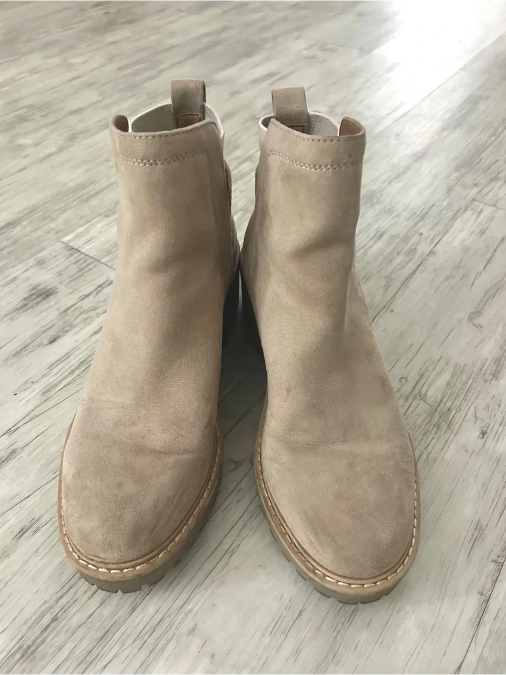 Dolce Vita Taupe Suede Chelsea Booties